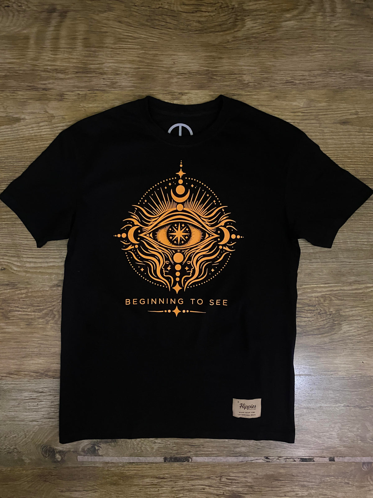 Beginning to see - Pure Cotton Regular Fit American Size Black Tee