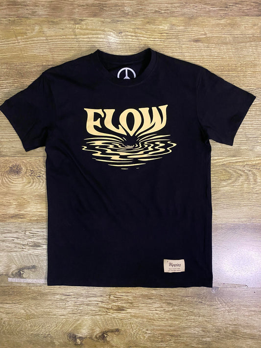 FLOW T-Shirt - Pure Cotton Regular Fit American Size Black Tee