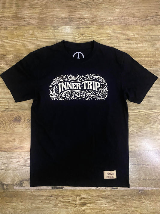 Inner Trip T-Shirt - Pure Cotton Regular Fit American Size Black Tee