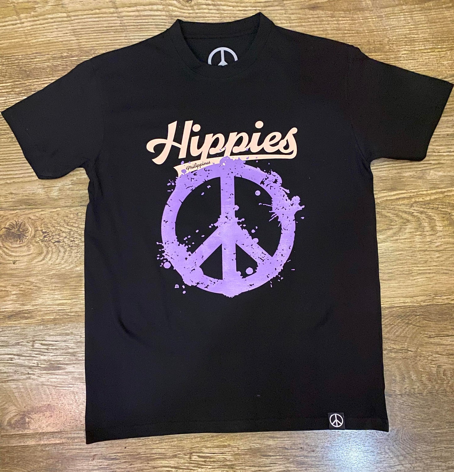 Hippies Philippines PEACE T-Shirt - Pure Cotton Regular Fit American Size Black Tee