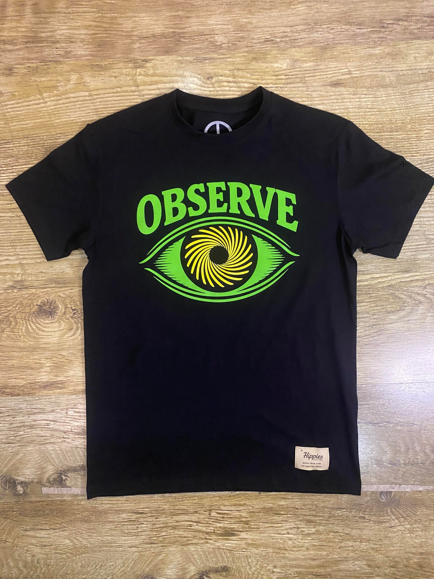 Observe Green Print T-Shirt - Pure Cotton Regular Fit American Size Black Tee