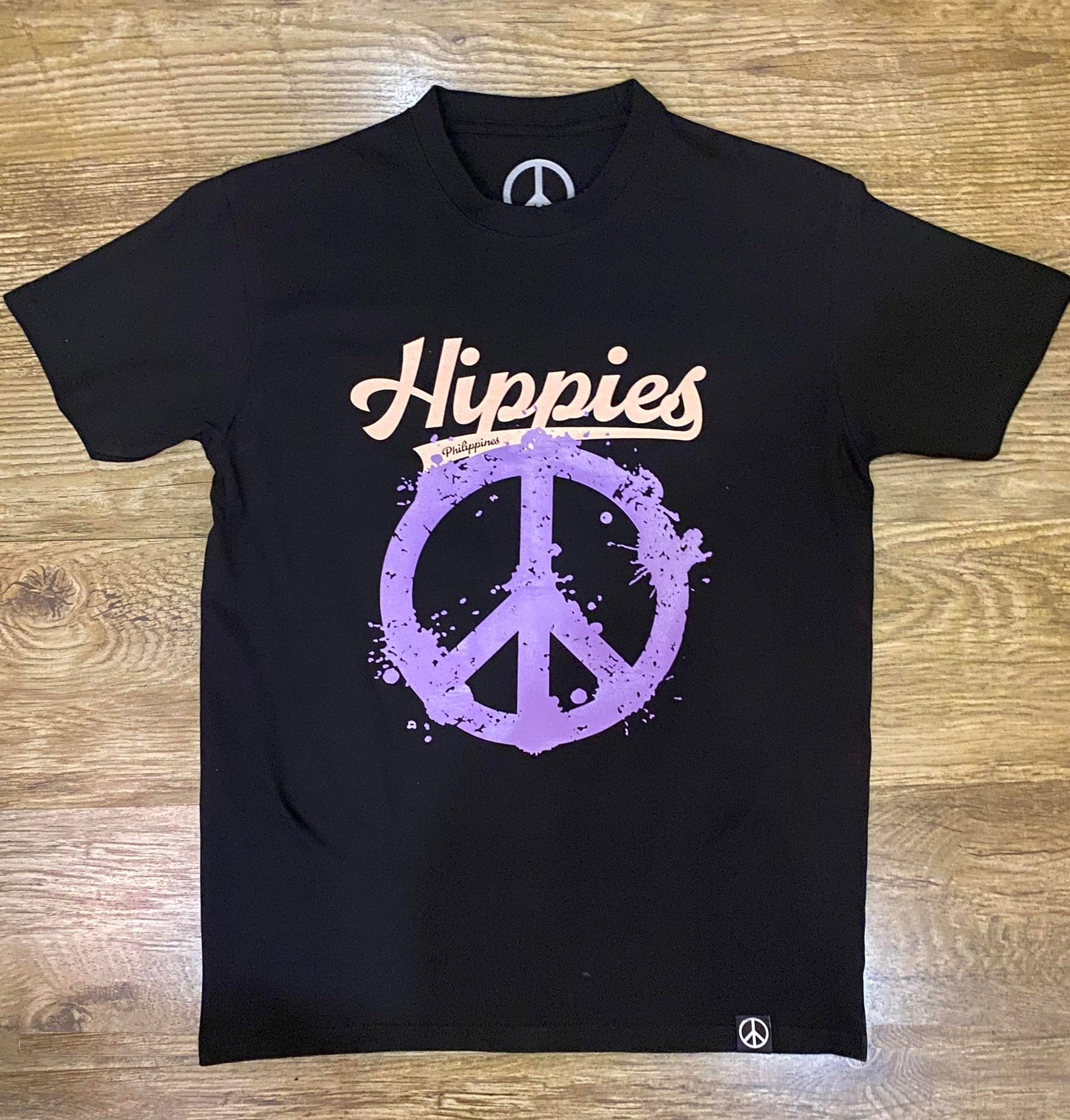Hippies Philippines PEACE T-Shirt - Pure Cotton Regular Fit American Size Black Tee