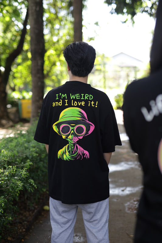Oversized Version I'm Weird Tee in Black