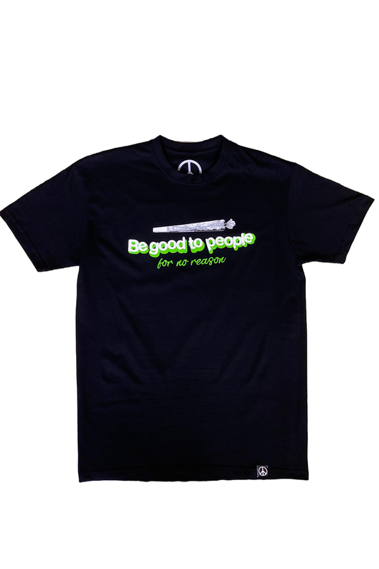 Be Good Green Print Tee in Black