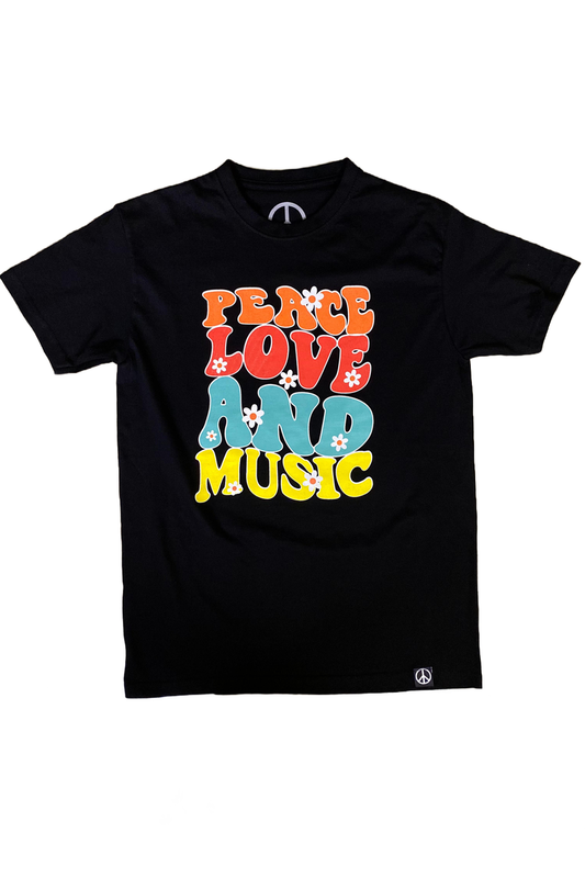 Peace Love & Music Tee in Black
