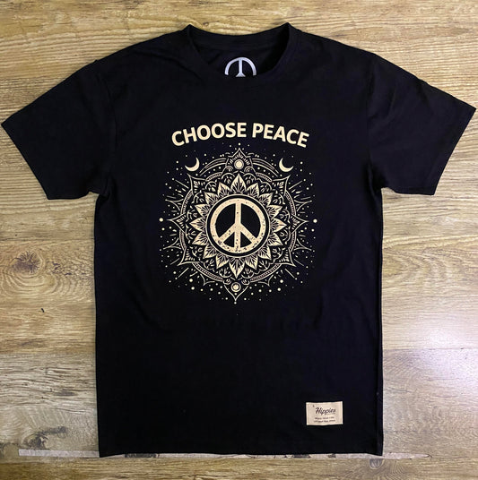 Choose Peace T-Shirt - Pure Cotton Regular Fit American Size Black Tee