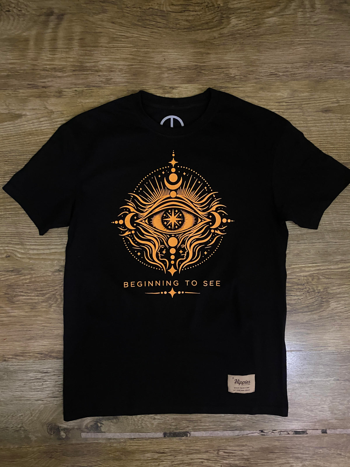 Beginning to see - Pure Cotton Regular Fit American Size Black Tee